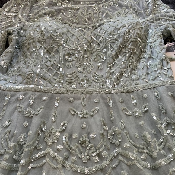 NWT Mac Duggal Sequined Illusion High Neck Long Sleeve Midi Dress 9142 - Picture 9 of 12